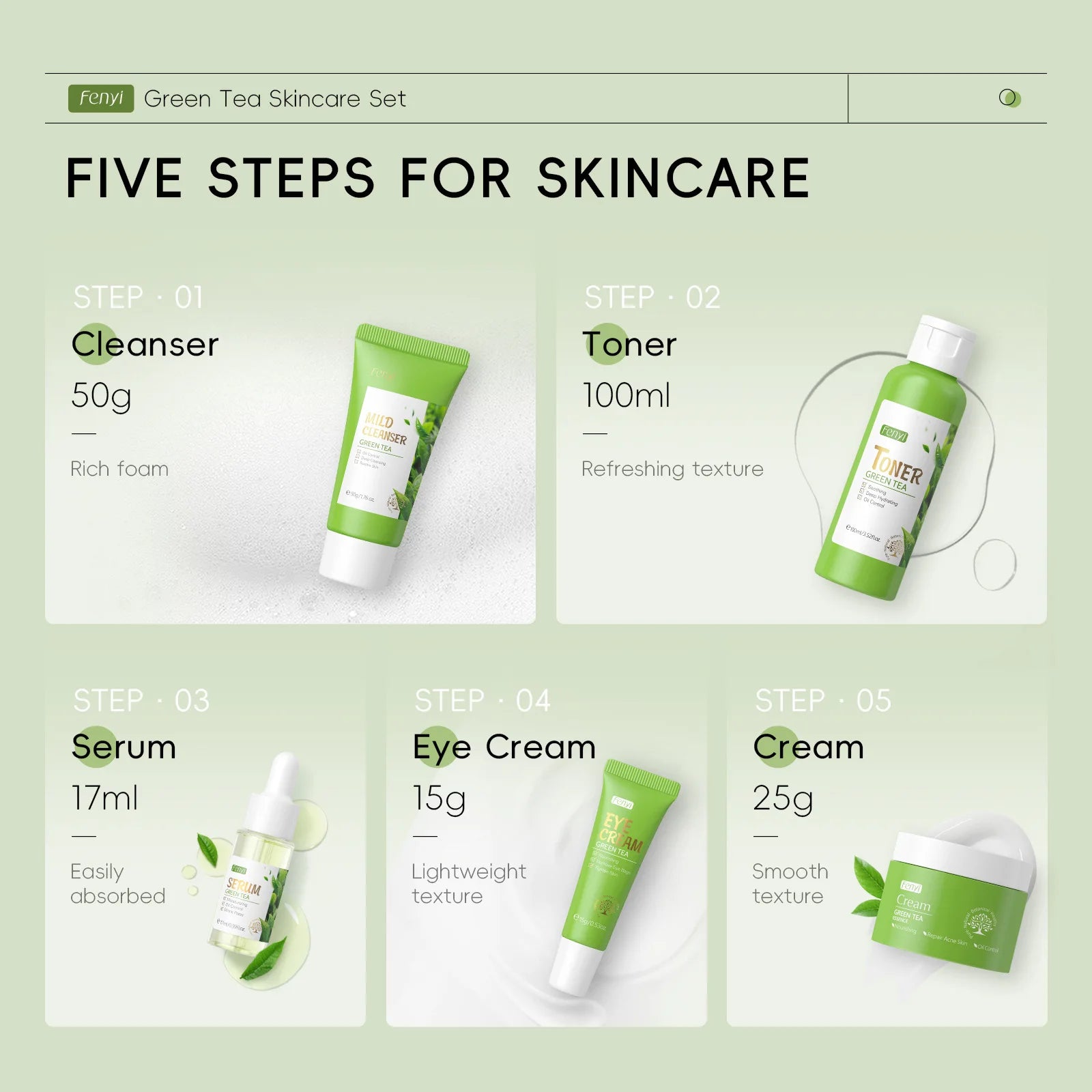Green Tea Skincare Set - 5 Piece Collection